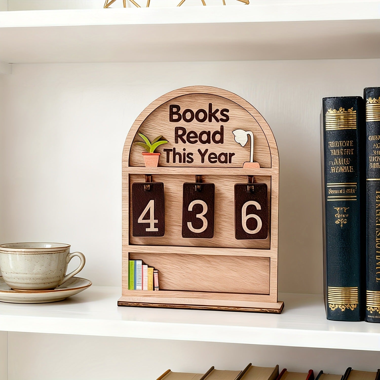 Wooden Annual Reading Count Display Piece