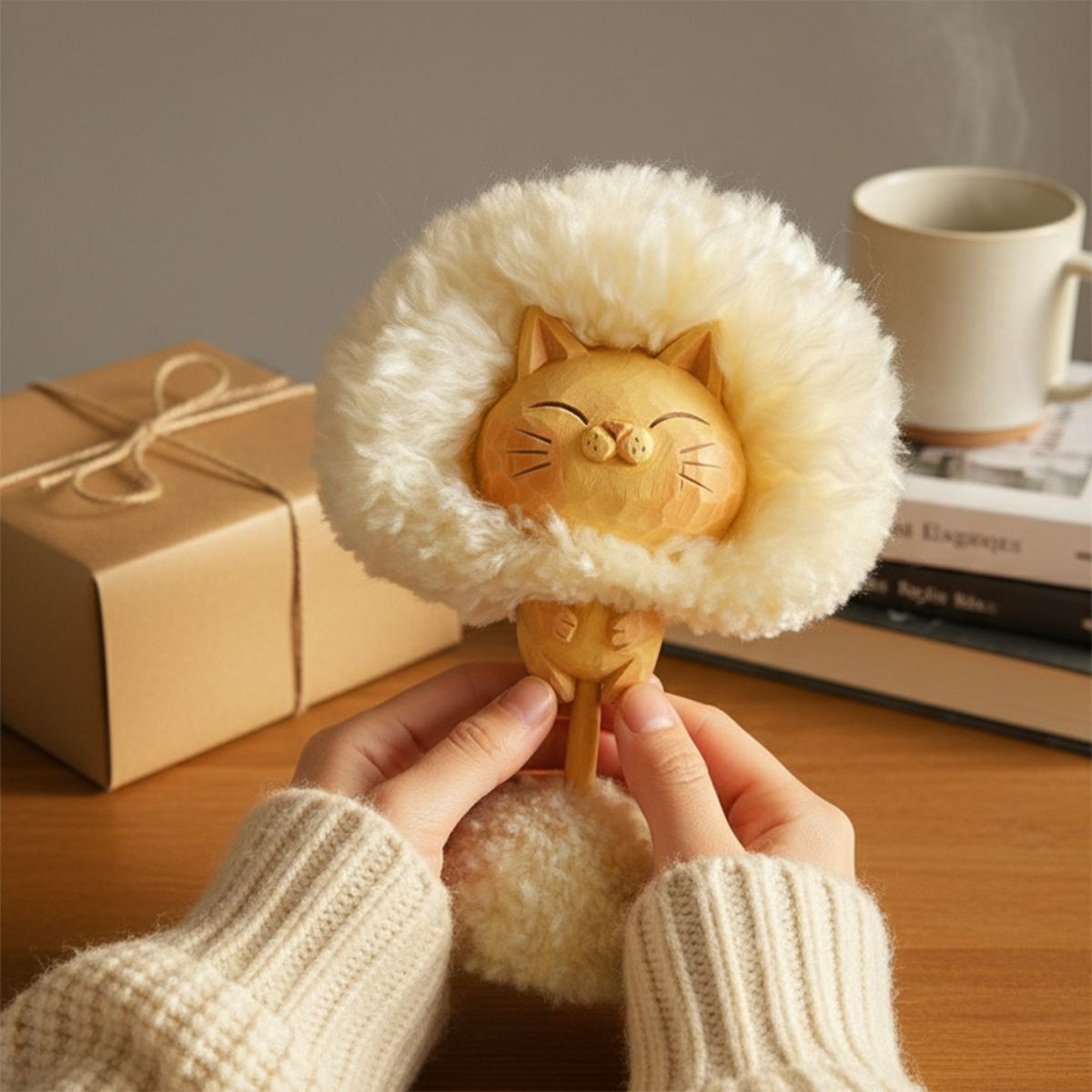 🔥Hot Sale 49%Off - 🐱The "Dandy-Cat" – Hand-Carved Zen Dandelion Figurine